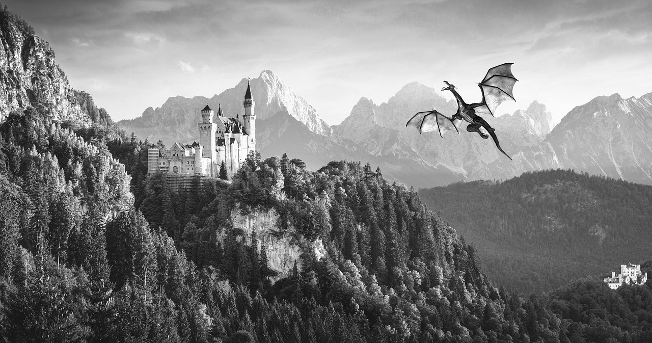 Dragon soaring over a fantasy castle — the grandeur of epic fantasy
