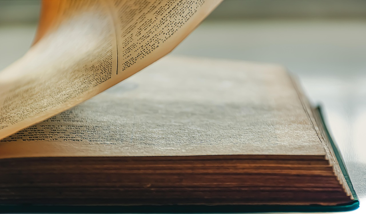 Open book with pages fanned out — every great novel starts with page one